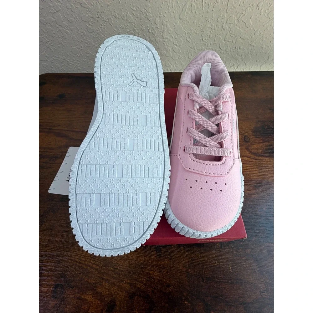 Puma Carina 2.0 AC Inf Kids Sneakers Pink White Silver 386187-04 Size 10C